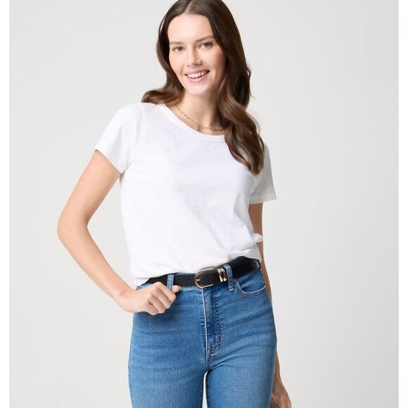 J. Crew Short-sleeve Girlfriend Crewneck Tee Sz M White Pullover Stretch Cotton - Picture 1 of 7